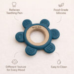Sprout Kidz Flower Wooden & Silicone Teether for Babies Safe Chew Toy - Image 2