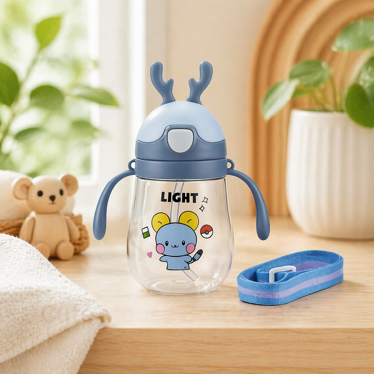 22607039a Sprout Kidz Horn Shape Straw Sipper Bottle for Kids Spill Proof Sipper 600ml - Image 1