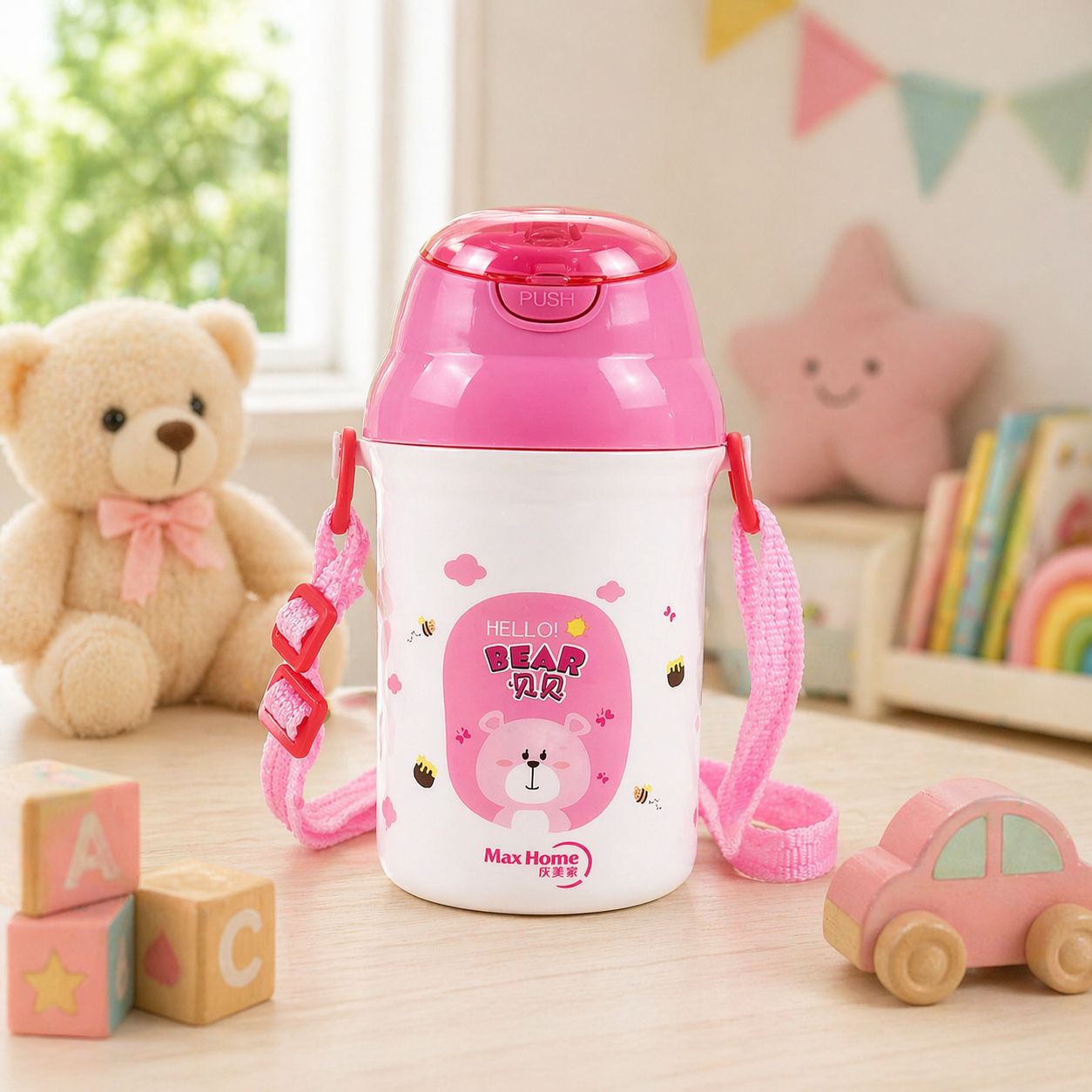 22607045a Sprout Kidz Hello Bear Kids Sipper BottleBPA-Free Straw Sipper 400ml - Image 1