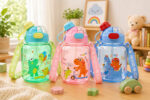 Sprout Kidz Dinosaur Kids Water Bottle BPA-Free Plastic Straw Sipper Bottle 400ml - Image 5