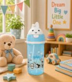 Sprout Kidz Bunny Kids Water Bottle BPA-Free Plastic Straw Sipper