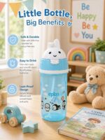 Sprout Kidz Bunny Kids Water Bottle BPA-Free Plastic Straw Sipper - Image 2