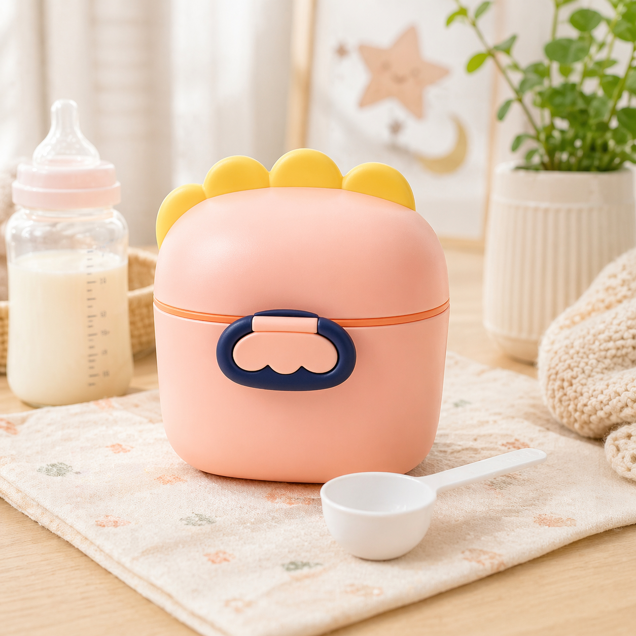 22607062a Sprout Kidz Dinosaur Baby Milk Powder Container BPA-Free Plastic Storage Box with Spoon - Image 1