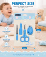 Sprout Kidz 4 in 1 Baby Grooming Set Nail Scissors, Clipper, File & Tweezers BPA-Free with Baby Powder Puff Combo Set - Dark Blue - Image 2
