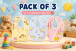 Sprout Kidz Baby Soft Feeding Bib Cute Multi Print with Tich Button - multicolor (Pack Of 3)