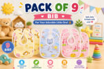 Sprout Kidz Baby Soft Feeding Bib Cute Multi Print with Tich Button - multicolor (Pack Of 9)
