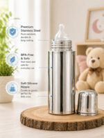 Sprout Kidz Stainless Steel Baby Feeding Bottle with Bottle Cleaner Combo Pack of 1 BPA-Free Silicone Nipple - Image 2