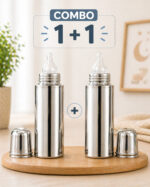 Sprout Kidz Premium Stainless Steel Baby Feeding Bottle with BPA-Free Silicone Nipple - Silver (Pack of 2)