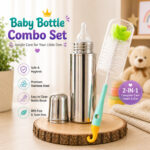 Sprout Kidz Stainless Steel Baby Feeding Bottle with Bottle Cleaner Combo Pack of 1 BPA-Free Silicone Nipple