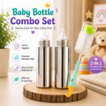 Sprout Kidz Stainless Steel Baby Feeding Bottle with Bottle Cleaner Combo Pack of 2 Bottles BPA-Free Silicone Nipple