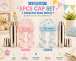 Sprout Kidz Pack of 2 Baby Cap, Mittens & Gloves Set Soft Cotton Newborn Essentials