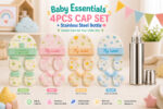 Sprout Kidz Pack of 4 Baby Cap, Mittens & Gloves Set Soft Cotton Newborn Essentials