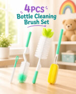 Sprout Kidz Baby Bottle Cleaning Brush Set BPA-Free Multi-Use Cleaning Kit Set of 4Pcs - Multicolour