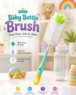 Sprout Kidz Baby Bottle Cleaning Brush, BPA-Free Multi- Use Cleaning Brush - Multicolour - Image 2