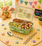 Sprout Kidz Bear Family Lunch Box Insulated Steel with Premium BPA-Free Plastic Lid