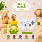 Sprout Kidz Gaming Remote Teether & Frog Fruit Feeder Green Yellow Combo BPA-Free Silicone