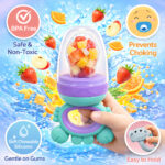 Sprout Kidz Gaming Remote Teether & Frog Fruit Feeder Purple Teal Combo BPA-Free Silicone - Image 2