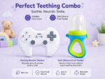 Sprout Kidz Gaming Remote Teether & LoveL Fruit Feeder Blue Green Combo BPA-Free Silicone