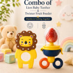 Sprout Kidz Lion Teether & Twister Fruit Feeder Combo BPA-Free Silicone