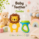 Sprout Kidz Lion Teether & LoveL Fruit Feeder Blue Green Combo BPA-Free Silicone