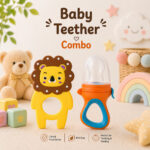 Sprout Kidz Lion Teether & LoveL Fruit Feeder Blue Orange Combo BPA-Free Silicone