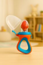 Sprout Kidz Lion Teether & LoveL Fruit Feeder Blue Orange Combo BPA-Free Silicone - Image 2