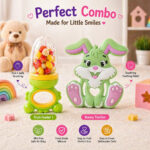 Sprout Kidz Bunny Teether & Frog Fruit Feeder Green Yellow Combo BPA-Free Silicone