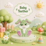 Sprout Kidz Bunny Teether & LoveL Fruit Feeder Blue Orange Combo BPA-Free Silicone - Image 3