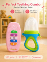 Sprout Kidz Car Key Teether & LoveL Fruit Feeder Blue Green Combo BPA-Free Silicone