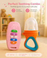 Sprout Kidz Car Key Teether & LoveL Fruit Feeder Blue Orange Combo BPA-Free Silicone