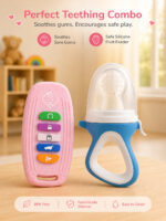 Sprout Kidz Car Key Teether & LoveL Fruit Feeder Blue White Combo BPA-Free Silicone