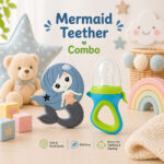 Sprout Kidz Mermaid Teether & LoveL Fruit Feeder Blue Green Combo BPA-Free Silicone