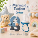 Sprout Kidz Mermaid Teether & LoveL Fruit Feeder Blue White Combo BPA-Free Silicone