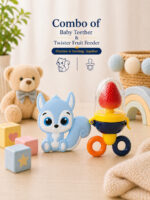 Sprout Kidz Squirrel Teether & Twister Fruit Feeder Combo BPA-Free Silicone