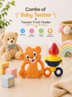 Sprout Kidz Simba Teether & Twister Fruit Feeder Combo BPA-Free Silicone