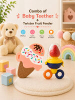 Sprout Kidz Ice Cream Teether & Twister Fruit Feeder Combo BPA-Free Silicone