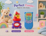 Sprout Kidz Remote Teether & Frog Fruit Feeder Purple Red Combo BPA-Free Silicone