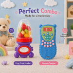 Sprout Kidz Remote Teether & Frog Fruit Feeder Purple Red Combo BPA-Free Silicone