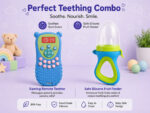 Sprout Kidz Remote Teether & LoveL Fruit Feeder Blue Green Combo BPA-Free Silicone