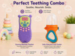 Sprout Kidz Remote Teether & LoveL Fruit Feeder Blue Orange Combo BPA-Free Silicone