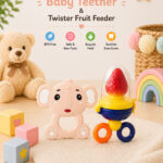 Sprout Kidz Elephant Teether & Twister Fruit Feeder Combo BPA-Free Silicone