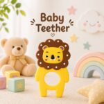 Sprout Kidz Lion Teether BPA-Free Silicone Soft Chew Toy for Babies Pack of 1