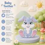 Sprout Kidz Bunny Teether BPA-Free Silicone Soft Chew Toy for Babies Pack of 1 - Image 2