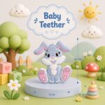 Sprout Kidz Bunny Teether BPA-Free Silicone Soft Chew Toy for Babies Pack of 1 - Image 3