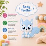 Sprout Kidz Squirrel Teether & LoveL Fruit Feeder Blue White Combo BPA-Free Silicone - Image 3
