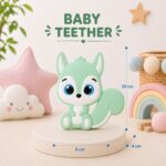 Sprout Kidz Squirrel Teether & Frog Fruit Feeder Green Yellow Combo BPA-Free Silicone - Image 4