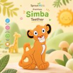 Sprout Kidz Simba Teether BPA-Free Silicone Soft Chew Toy for Babies Pack of 1